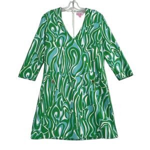 Lilly Pulitzer Charlena Resort White Finders Keepers Shift Dress Green Blue